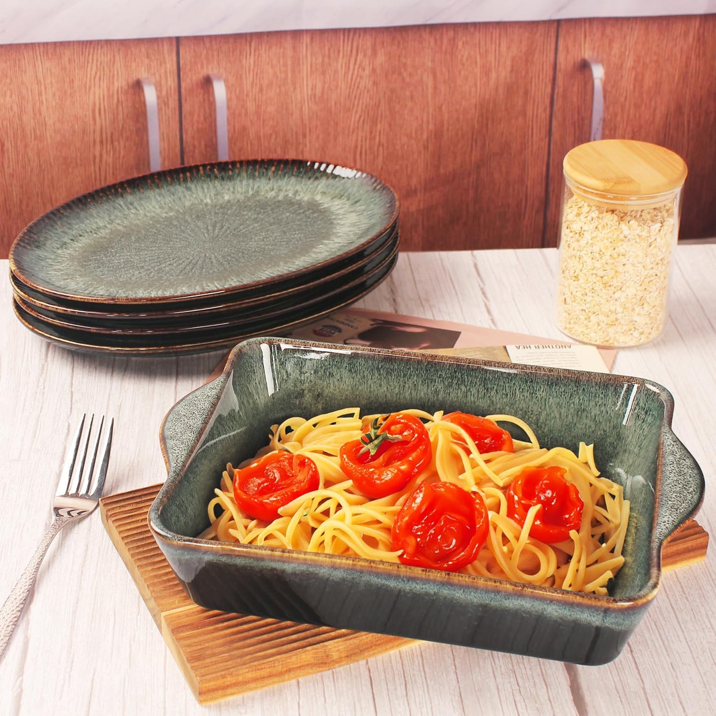 Ceramic Casserole Baking Dish, 2 Quarts Baking Dish for Oven, Lasagna Pans, Oven Safe Durable Bakeware for Kitchen Home Decor, Banquet and Dinner, Rectangular 1 PCS 10 x 8 Inch - Culinary Roots
