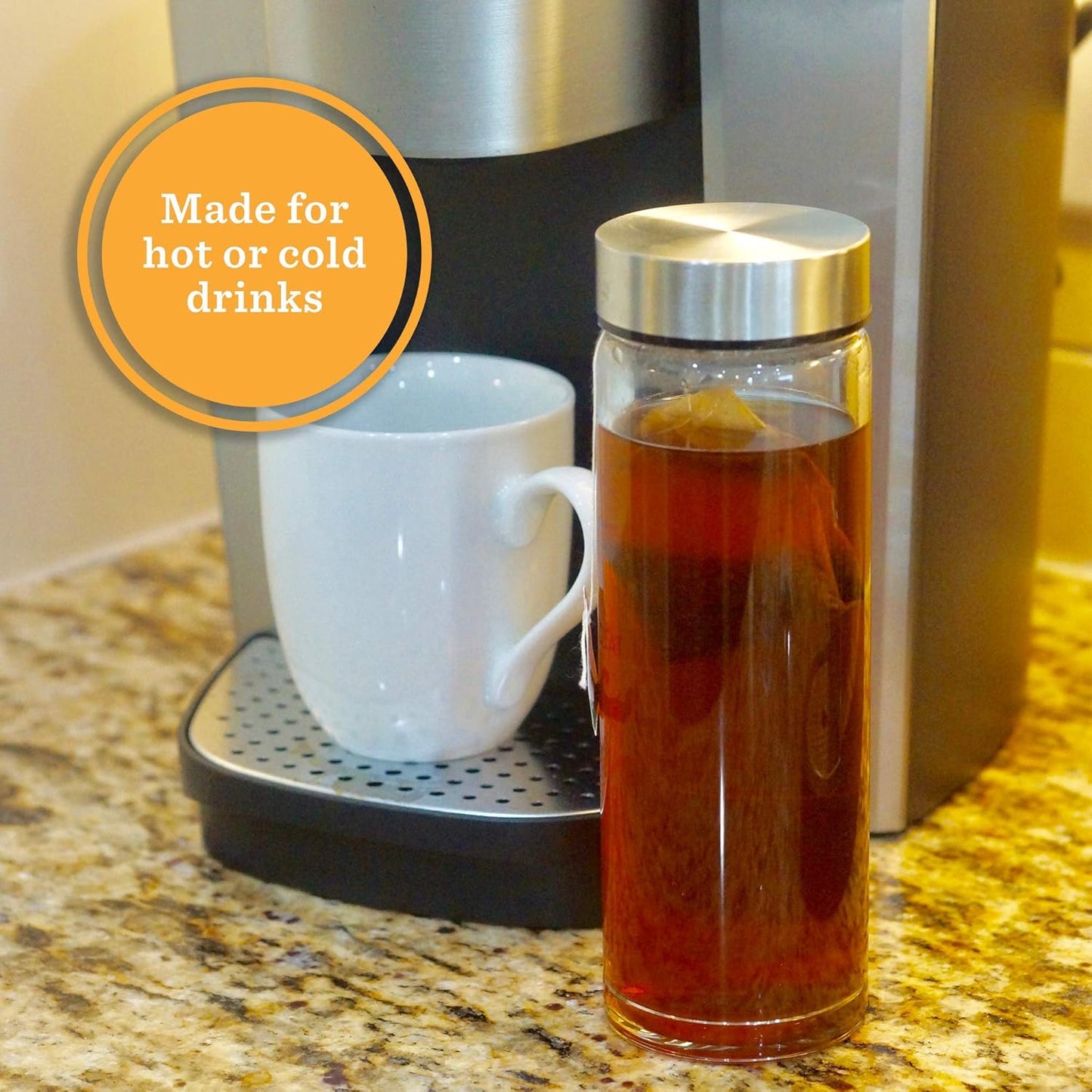 Juice Bottles - 4 Pack Wide Mouth Glass Bottles with Lids - for Juicing, Smoothies, Infused Water, Beverage Storage - 16oz, BPA Free, Stainless Steel Lids, Leakproof, Reusable, Borosilicate