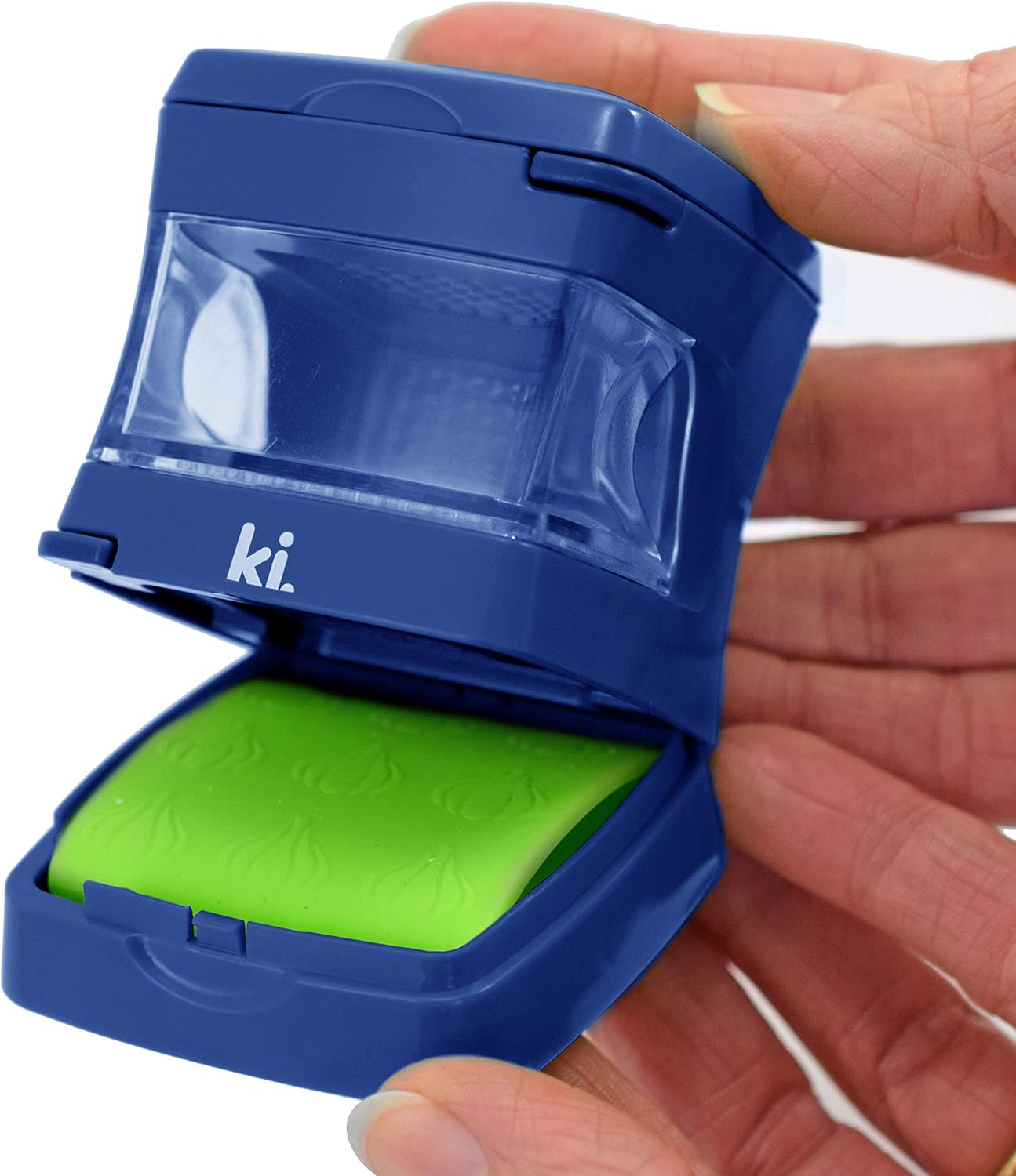 Garlic-A-Peel Garlic Press, Crusher, Cutter, Mincer, and Storage Container - Includes Silicone Garlic Peeler - Easy to Clean - Stainless Steel Blades – (Blue), standard - Culinary Roots