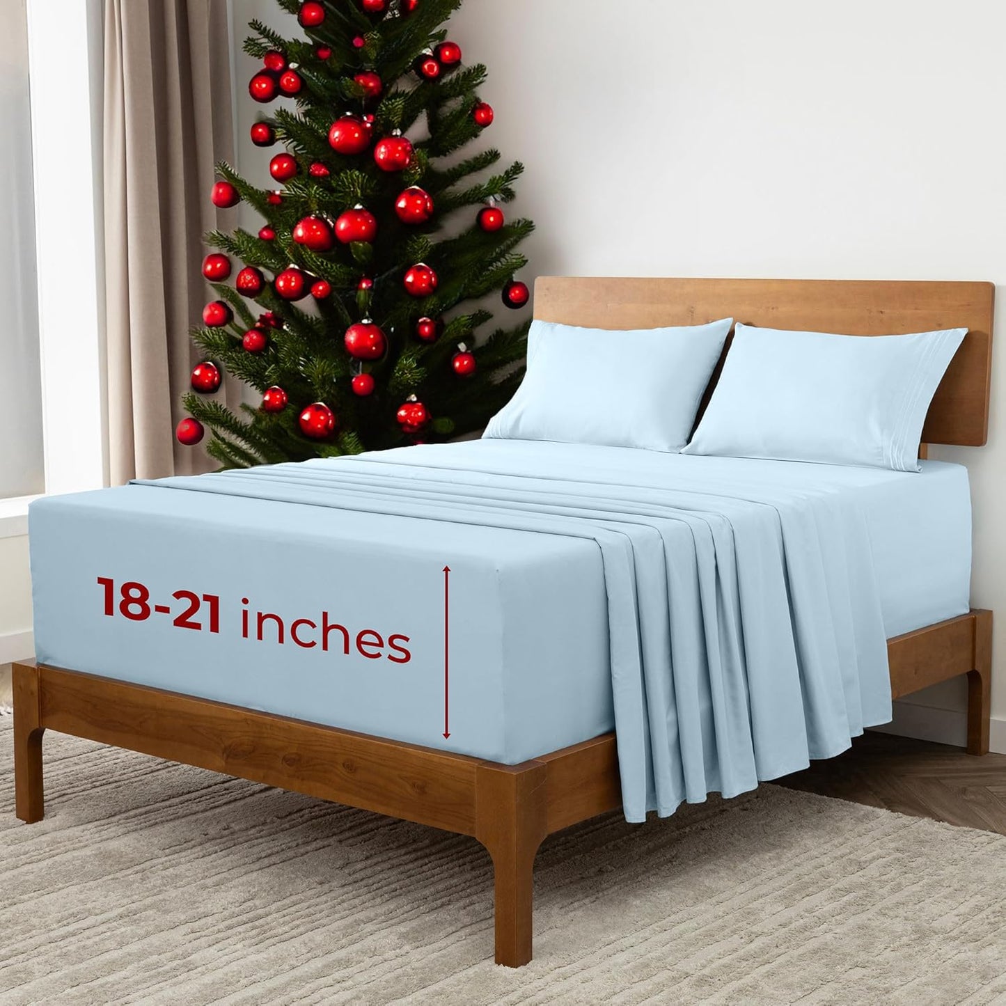 Mellanni Extra Deep Queen Sheets - 4 PC Iconic Collection Bedding - Hotel Luxury, Ultra Soft, Cooling Bed Sheets - Wrinkle, Fade, Stain Resistant (Queen, Aqua)