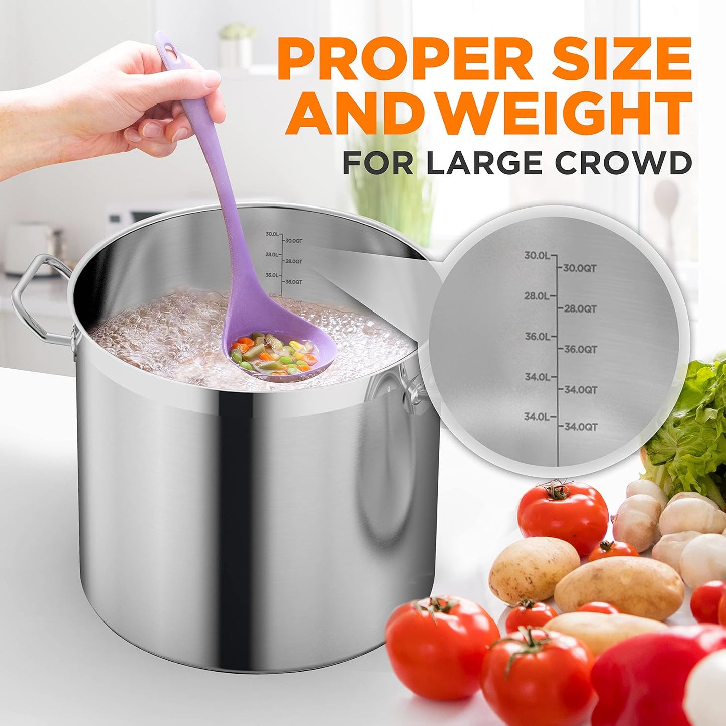 Nutrichef Stainless Steel Cookware Stockpot, 30 Quart Heavy Duty Induction Soup Pot With Stainless Steel Lid And Strong Riveted Handles, Even Heat Distribution, Compatible With Most Cooktops - Culinary Roots