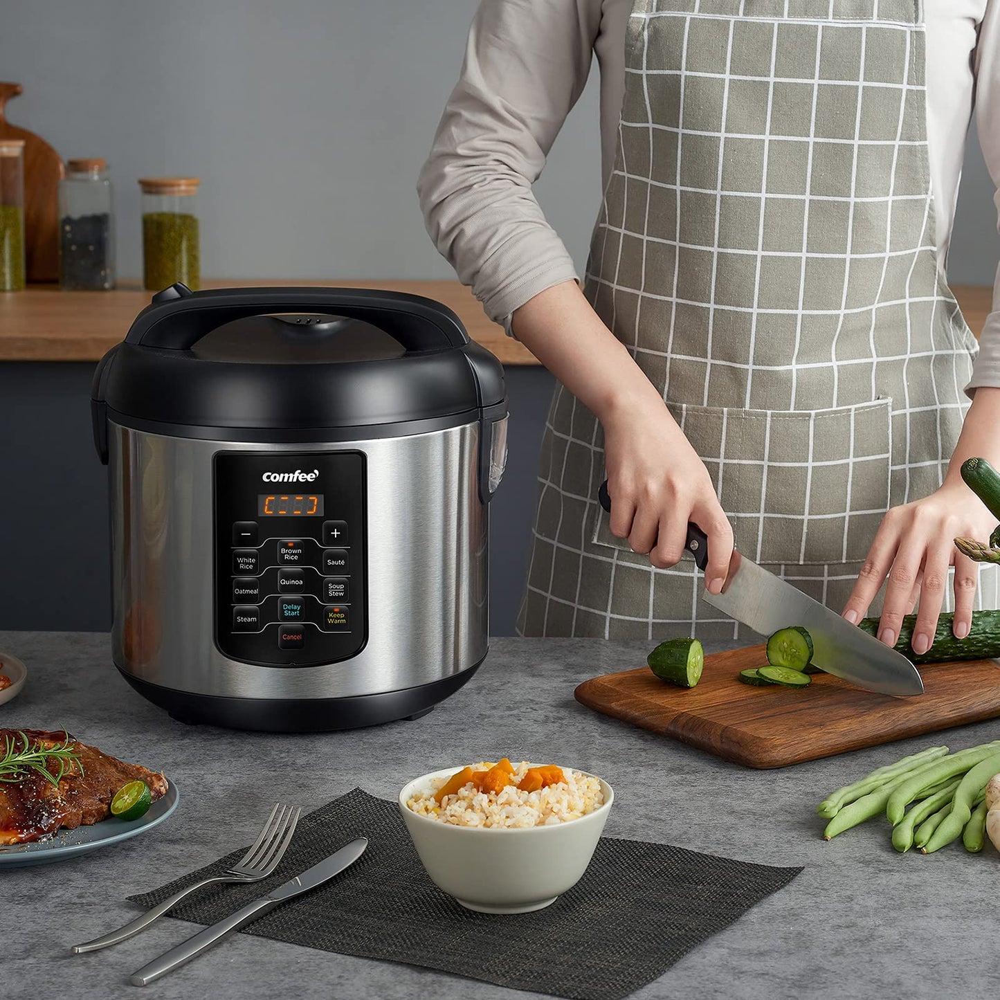 Large Rice Cooker with 8 (10 Count (cups))