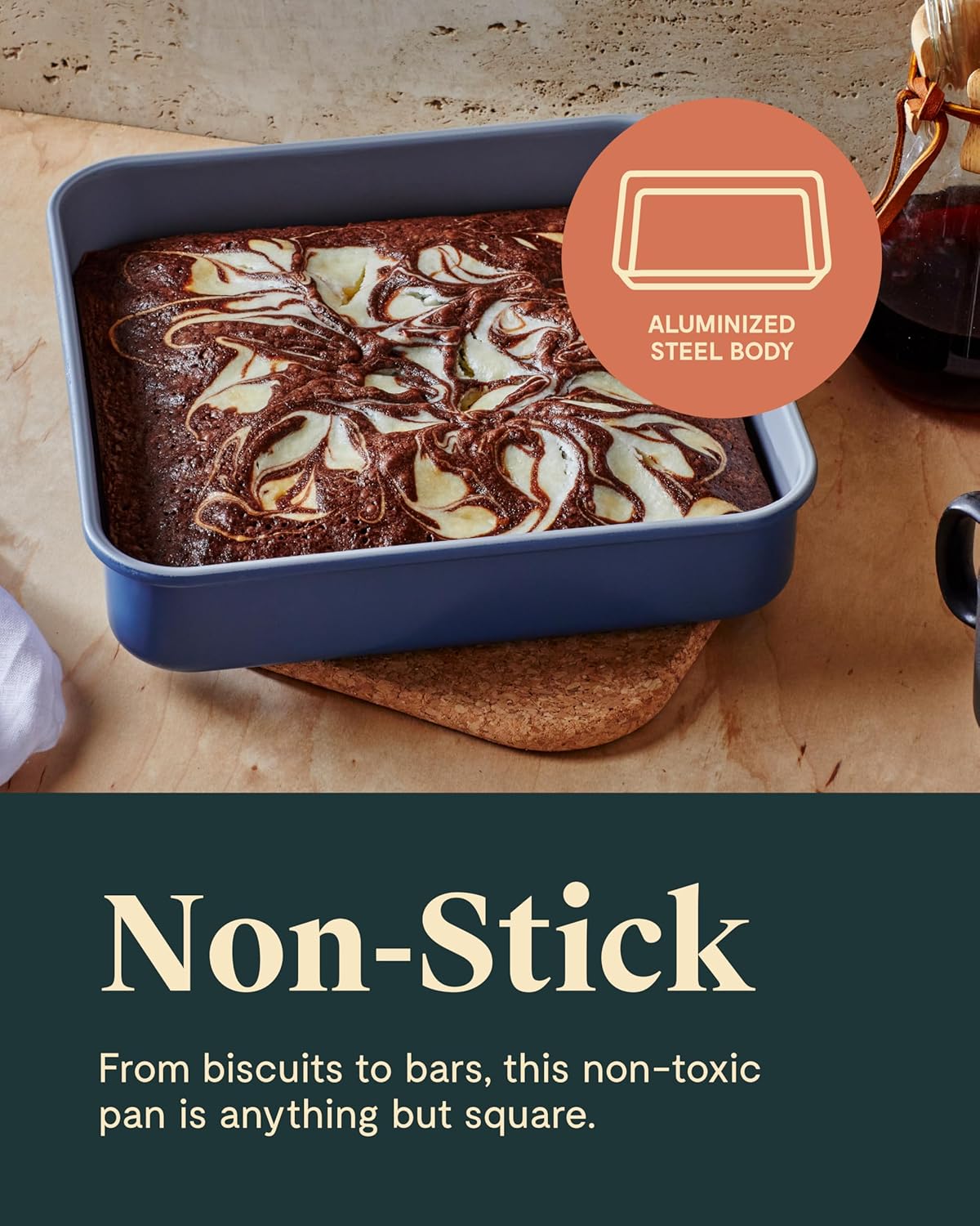 Caraway 9” Square Pan Duo - Non-Stick Ceramic Coating - Free From Forever Chemicals - Cake Pan Perfect for Brownies, Lemon Bars, & More - Black - Culinary Roots