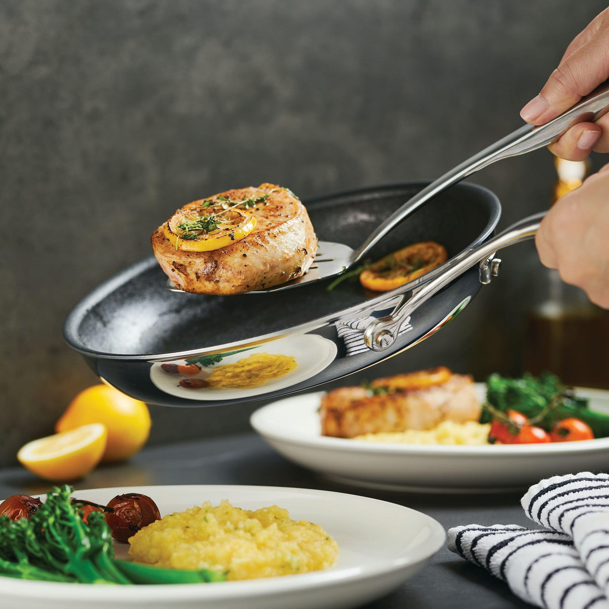 C1 Series Clad Stainless Steel with ScratchDefense Technology Cookware Nonstick Induction Frying Pans