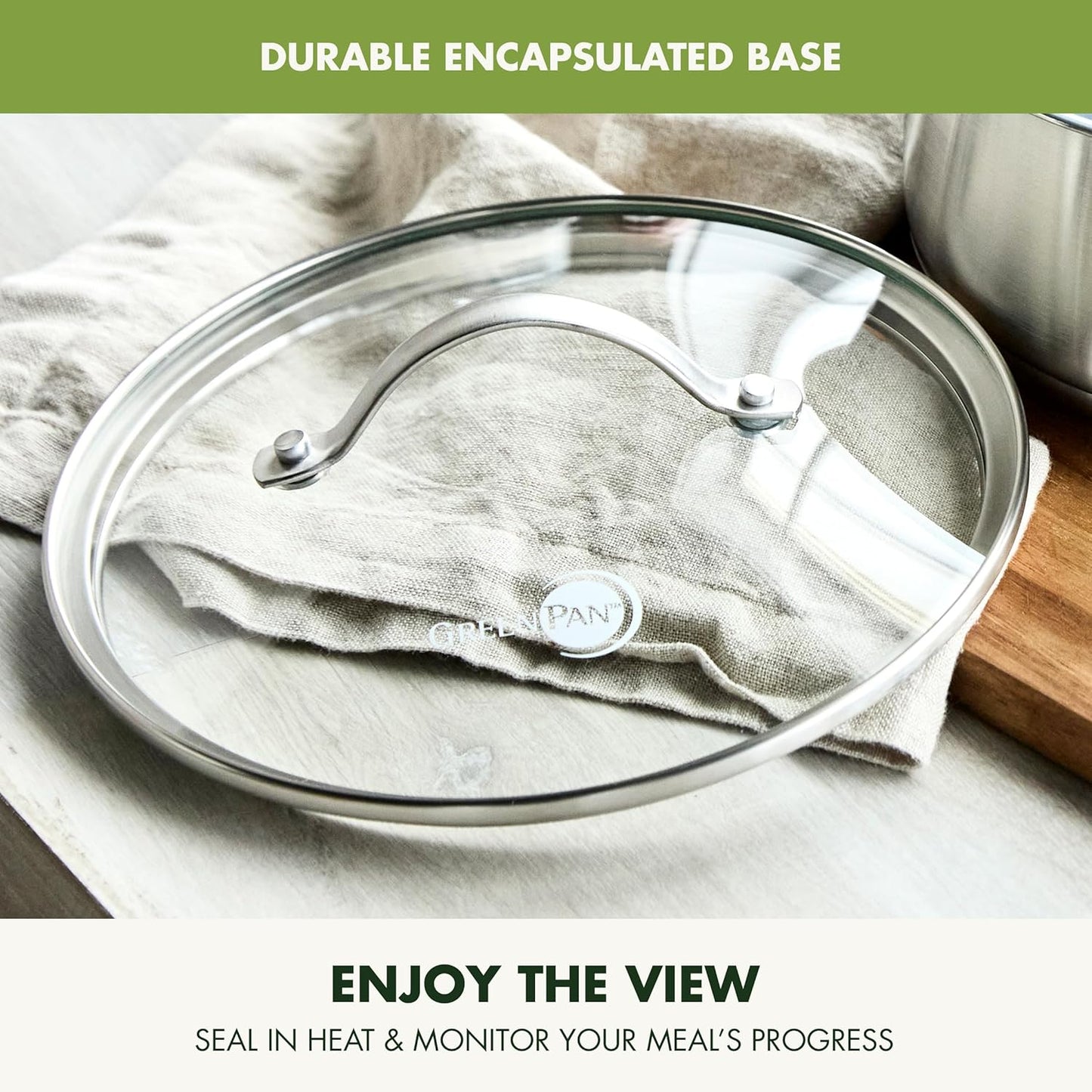 GreenPan Treviso Stainless Steel Healthy Ceramic Nonstick, 12" Frying Pan Skillet with Lid, PFAS-Free,Clad, Induction, Dishwasher Safe, Silver - Culinary Roots