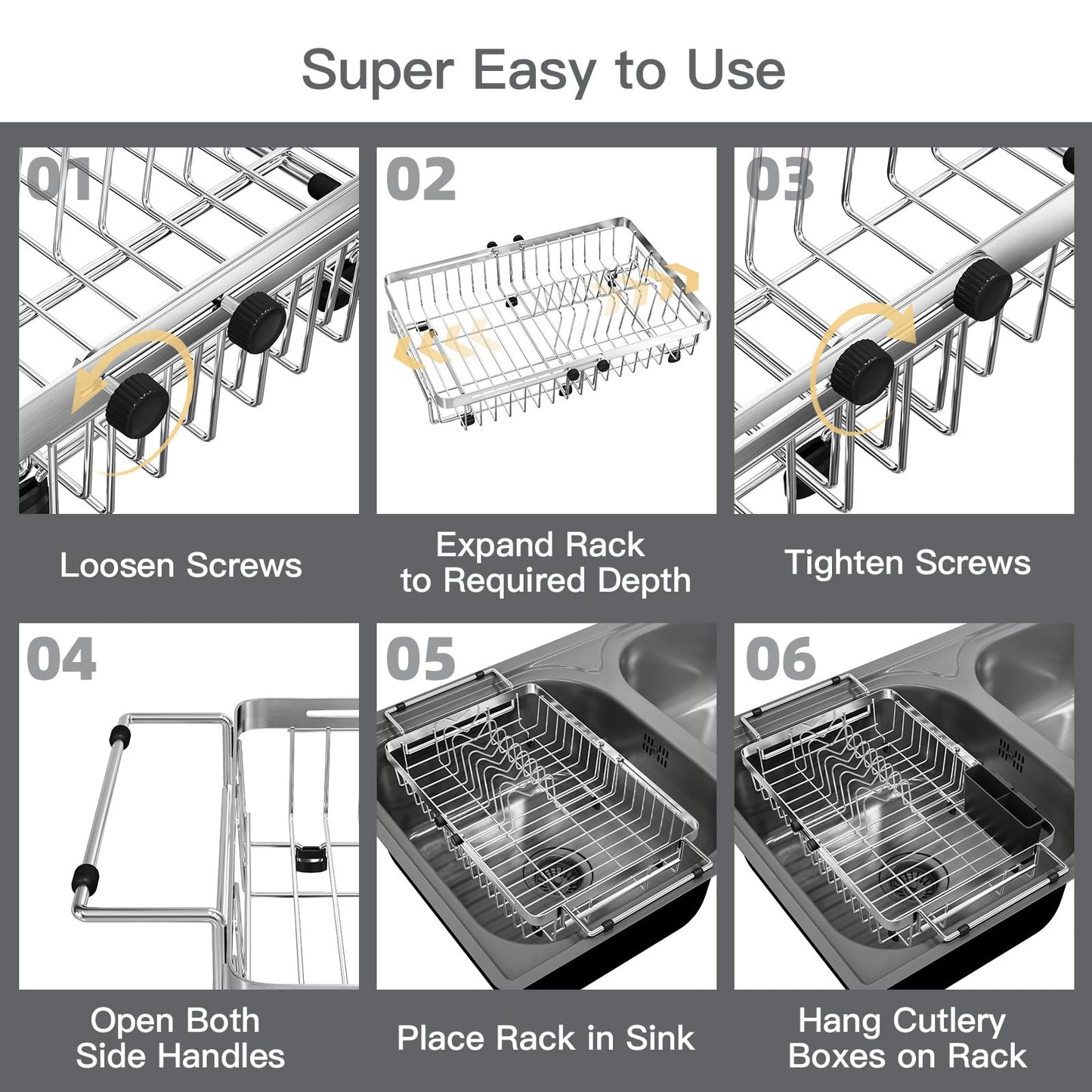Expandable Dish Drying Rack Over The Sink with Anti Slip Grip