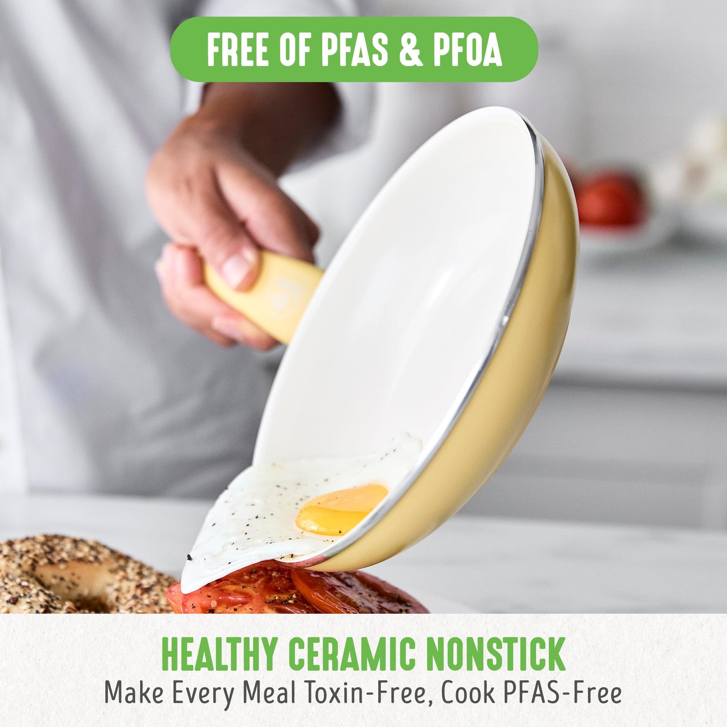 Soft Grip Healthy Ceramic Nonstick 18 Piece Kitchen Cookware Pots and Frying Sauce Saute Pans Set