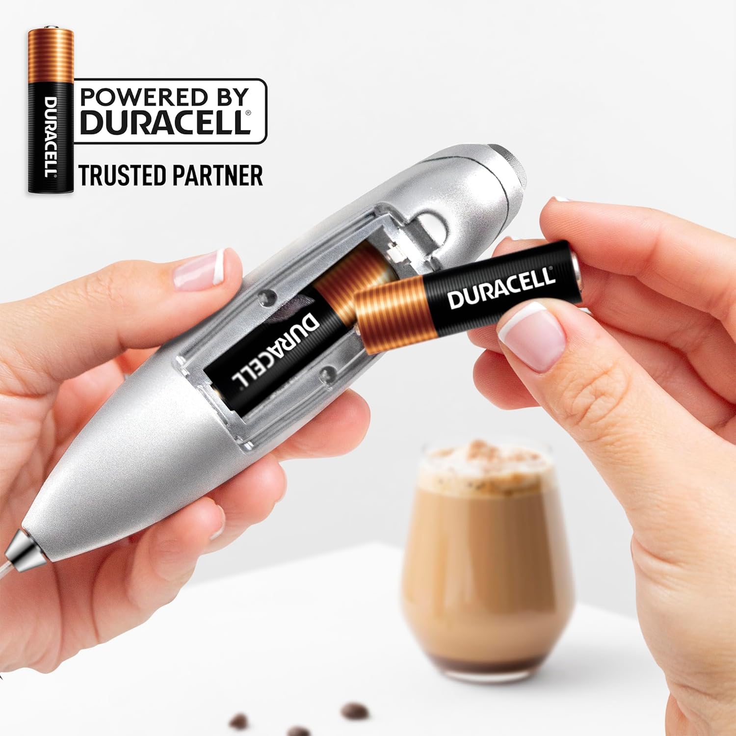 Zulay Kitchen Tornado Whisk Milk Frother with 4 AA Duracell Batteries - Triple Whisk for More Power - Handheld Coffee Frother with Stand - Drink Mixer for Lattes, Matcha & Protein Shakes - Culinary Roots
