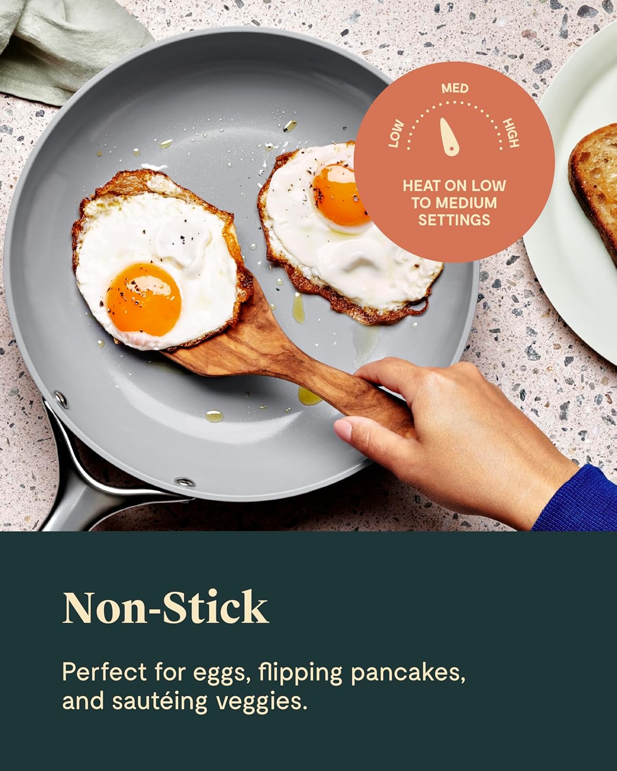 Caraway Ceramic Fry Pan Duo with Glass Lids - Non-Stick Frying Pans (10.5” & 8”) - Non Toxic, PTFE & PFOA Free - Oven Safe & Compatible with All Stovetops – Cream