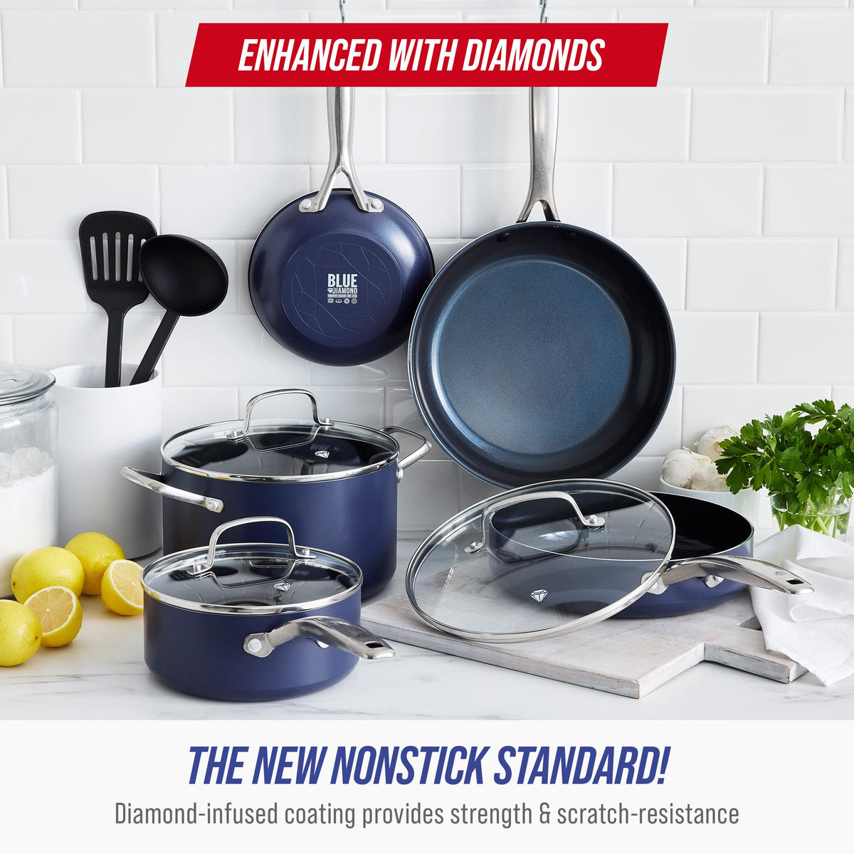 10 Piece Ceramic Nonstick Cookware Pots & Pans Set