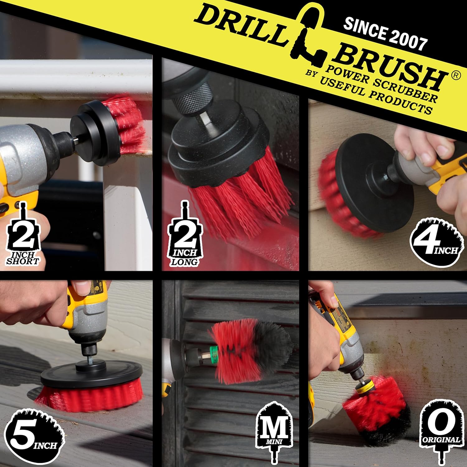 Drillbrush Headstone Cleaning Supplies - Outdoor Power Brush - Fountain Cleaner Tool - Deck Scrubbing Tool - Patio Cleaning Brush - Concrete Garage Floor Cleaner - Granite Scrubber Kit for Drill - Culinary Roots