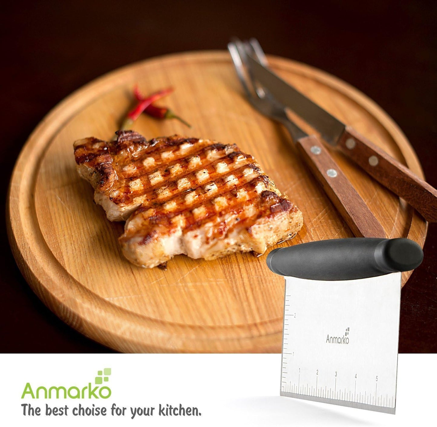 Stainless Steel Metal Griddle Scraper Chopper - Great as Dough Cutter for Bread and Pizza Dough - Multipurpose Kitchen Utensil for Flat Top Griddle - Commercial Quality - Culinary Roots