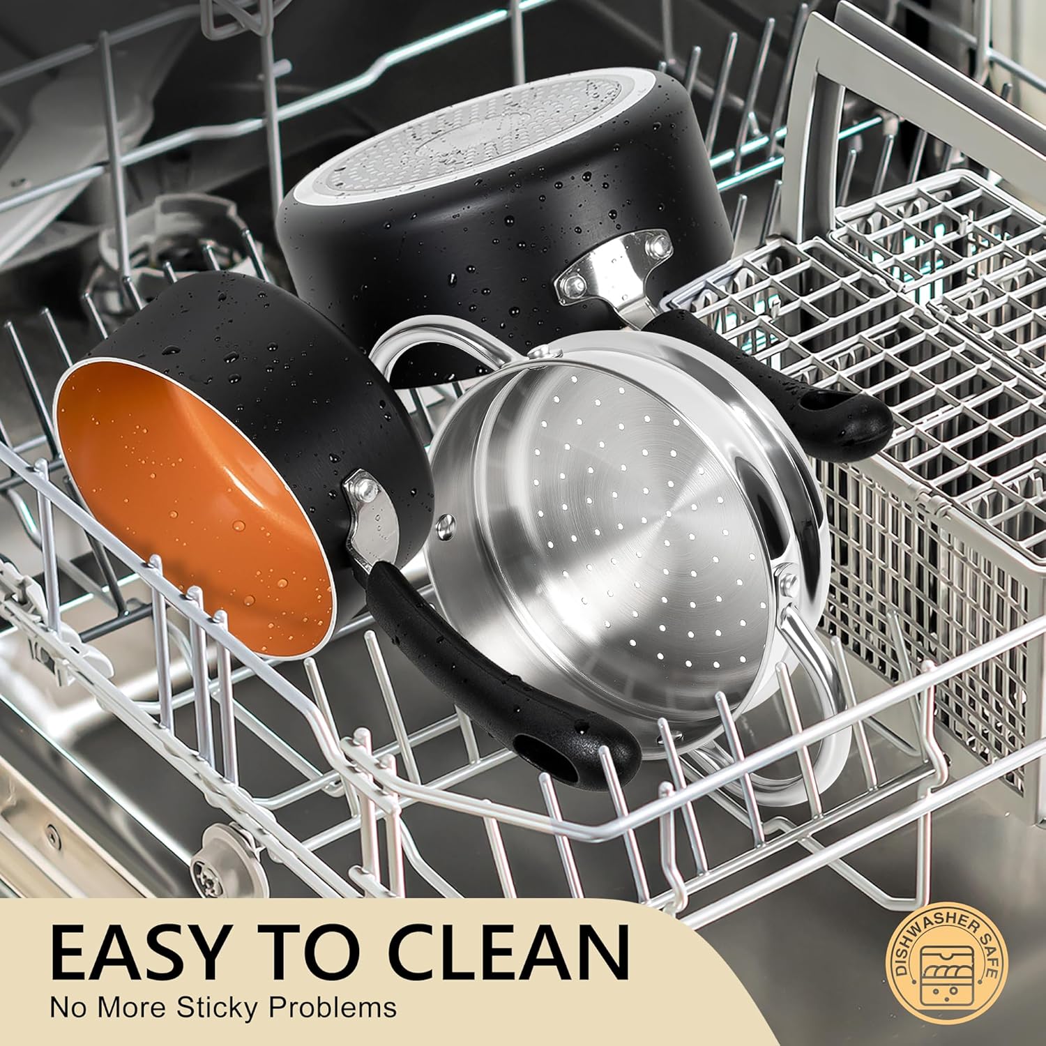 MICHELANGELO Nonstick Sauce Pan with Lid, 1QT & 2QT Ceramic Saucepan Set with Steamer, Small Copper Saucepans Set, Multipurpose Sauce Pots for Cooking, PFAS-FREE, Dishwasher Safe - Culinary Roots