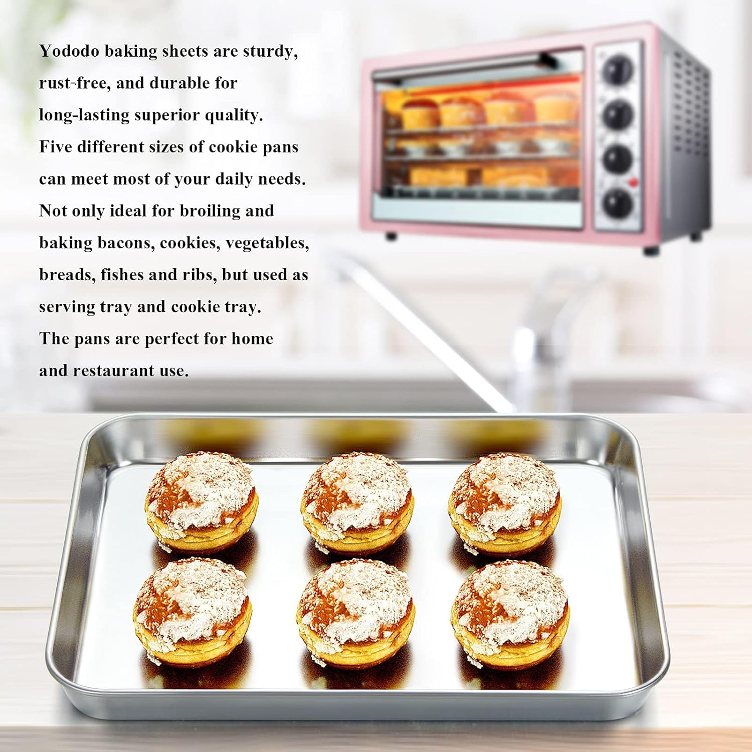 Baking Sheet, Yododo Stainless Steel Baking Pans Tray Cookie Sheet Toaster Oven Tray Pan Cookie Pan, Non Toxic & Healthy, Superior Mirror Finish & Rust Free, Easy Clean & Dishwasher Safe - 10.4 inch - Culinary Roots