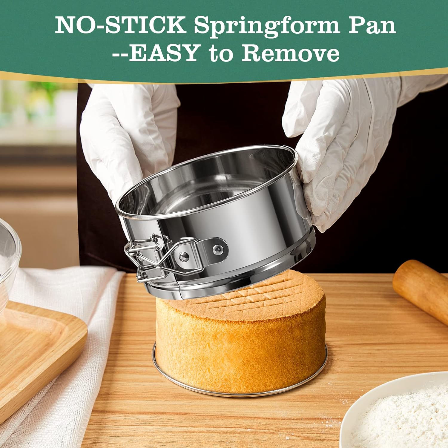 4" Springform Cake Pan, 4 Pcs Stainless Steel Springform Pans with 50 Pcs Paper Liners, Leakproof & Nonstick Cheesecake Pan with Removable Bottom, Small Cake Pan for Mini Pizzas Quiches - Culinary Roots