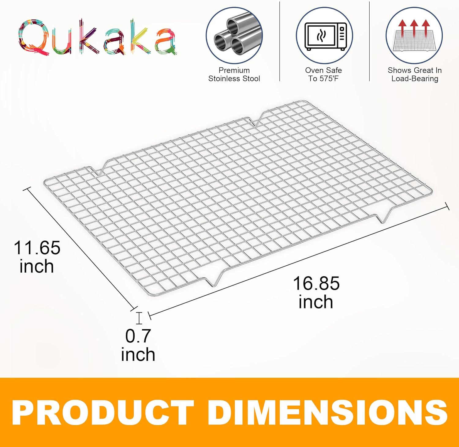 2PCS Cooling Racks for Cooking and Baking -11.65''x16.85''Heavy Duty Stainless Steel Wire Rack for Baking, Grilling, Roasting - Oven & Dishwasher Safe - Fits Half Sheet Pan（Silver） - Culinary Roots