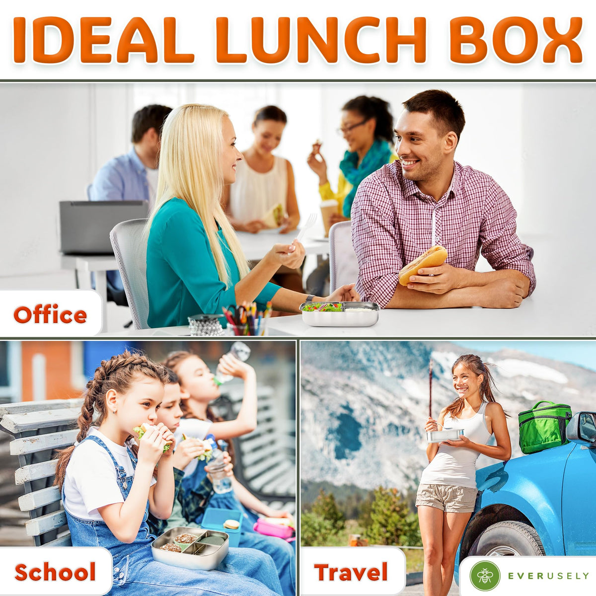Stainless Steel Bento Box + Condiment Container