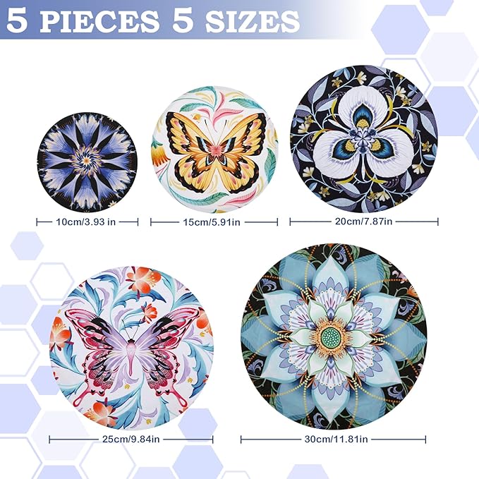 5-Size Reusable Beeswax Bowl Covers for Bread Proofing, Cotton Cloth Flexible Beeswax Wraps for Food Storage