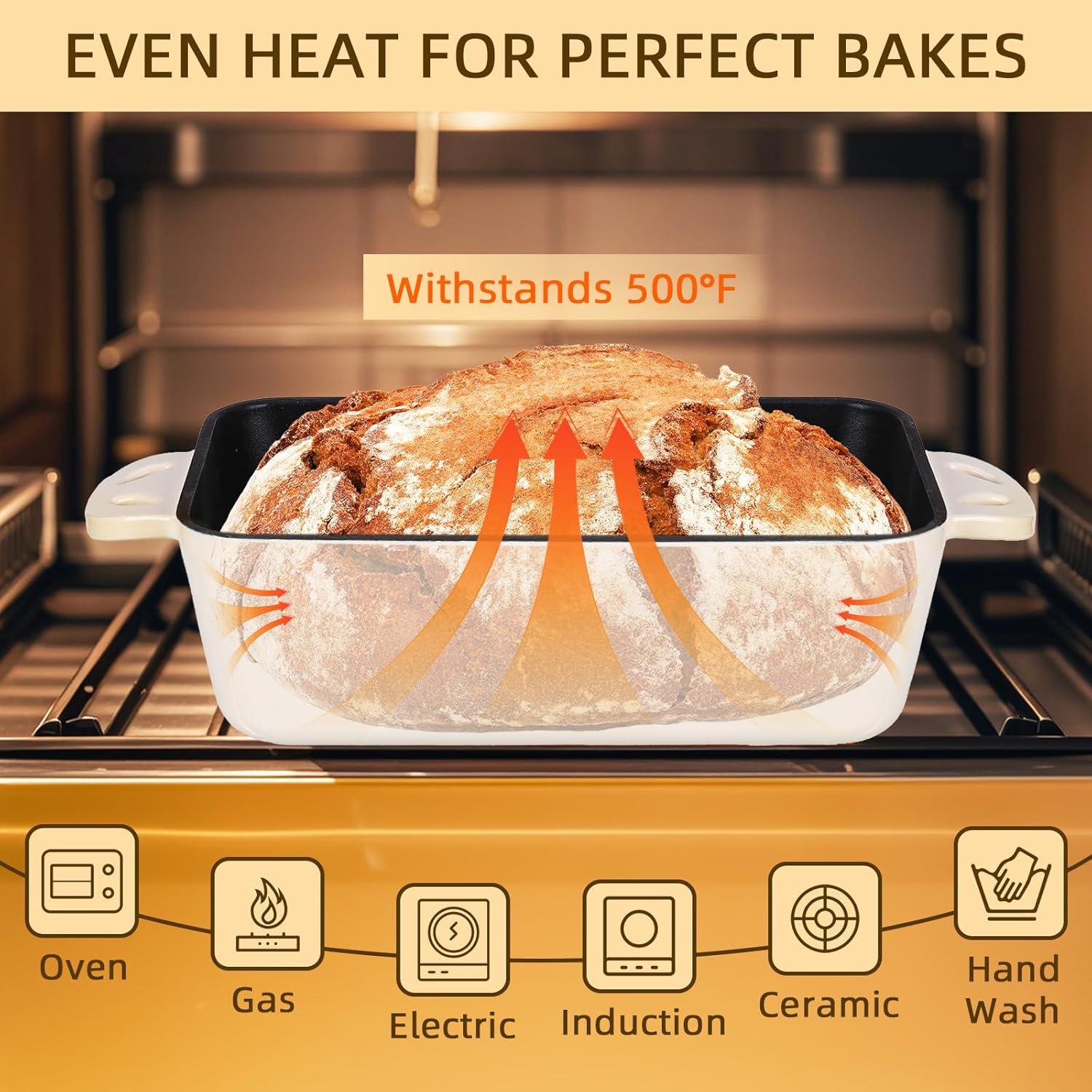 9x5 Enameled Cast Iron Loaf Pan with Lid - 2 in 1 Bread Pan for Baking Homemade Sourdough - Culinary Roots