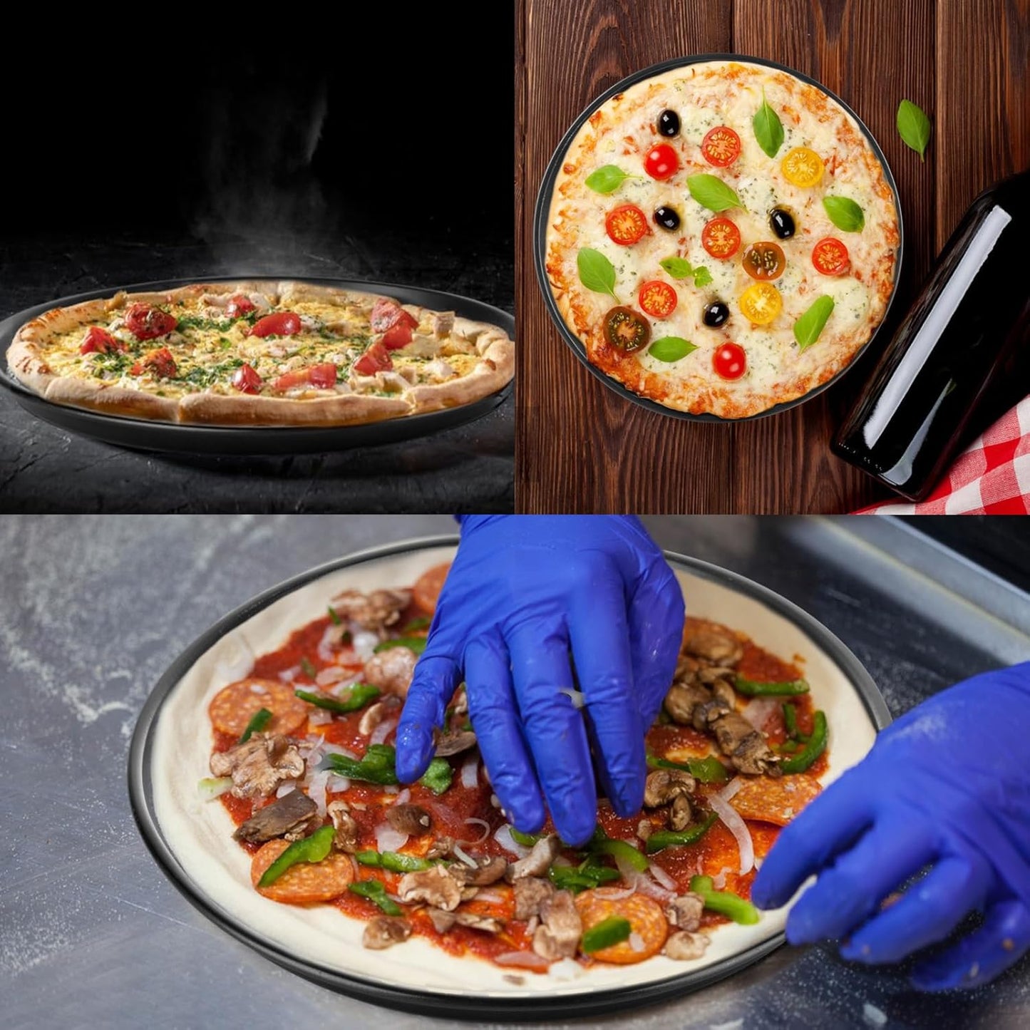 6PCS Pizza Pan with Holes 12 inch Round Pizza Pan Set Nonstick Pizza Baking Pan Carbon Steel Pizza Tray Black Pizza Crisper Pan for Home Baking Kitchen - Culinary Roots