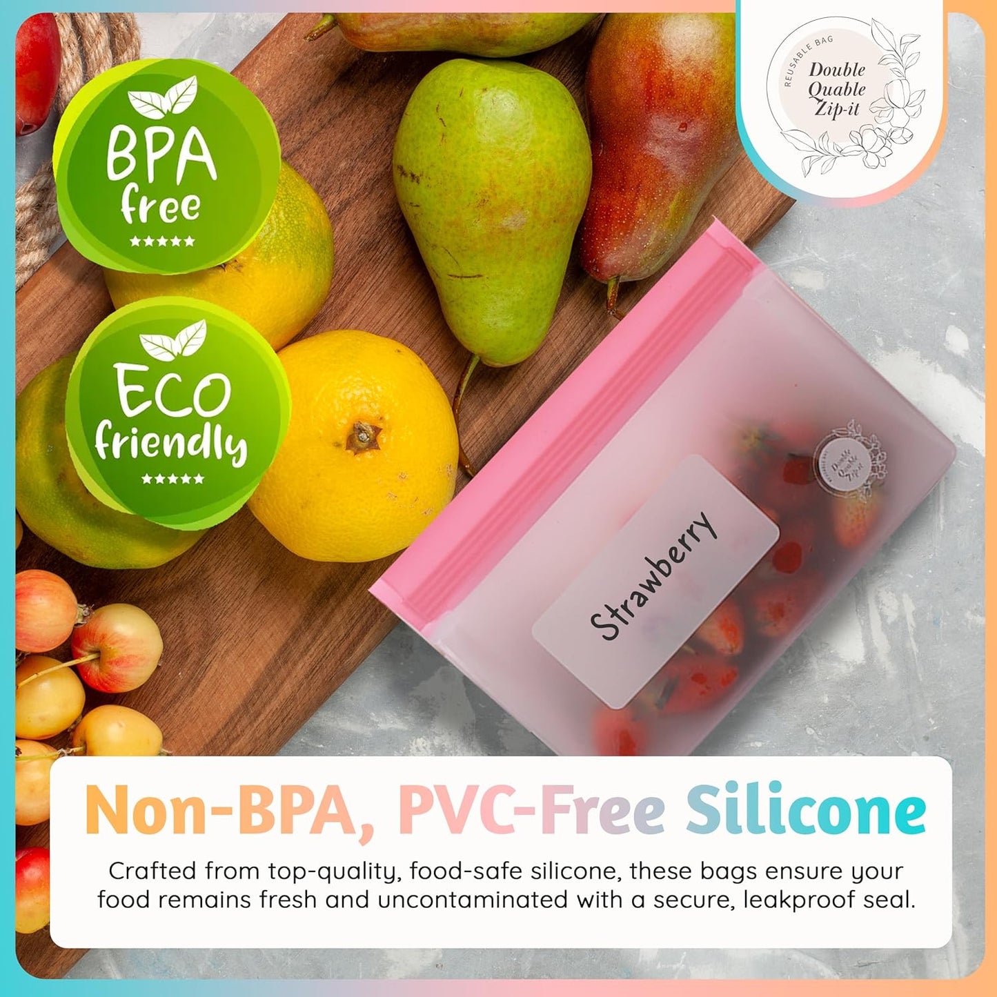 Reusable Silicone Food Storage Bags 8-Pack – BPA-Free Freezer & Dishwasher Safe, Leakproof Stand-Up Snack Bags 2 Gl + 2 L, 4 M– Eco-Friendly Airtight Ziplock Bags for Kitchen & Travel(Multicolor)