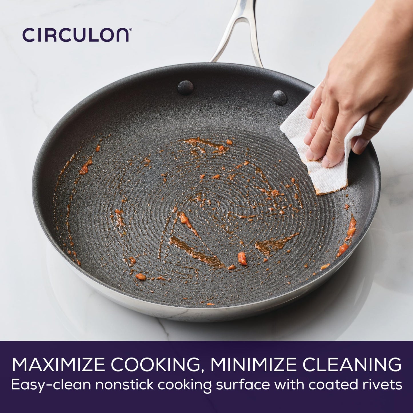 C1 Series Clad Stainless Steel with ScratchDefense Technology Cookware Nonstick Induction Frying Pan
