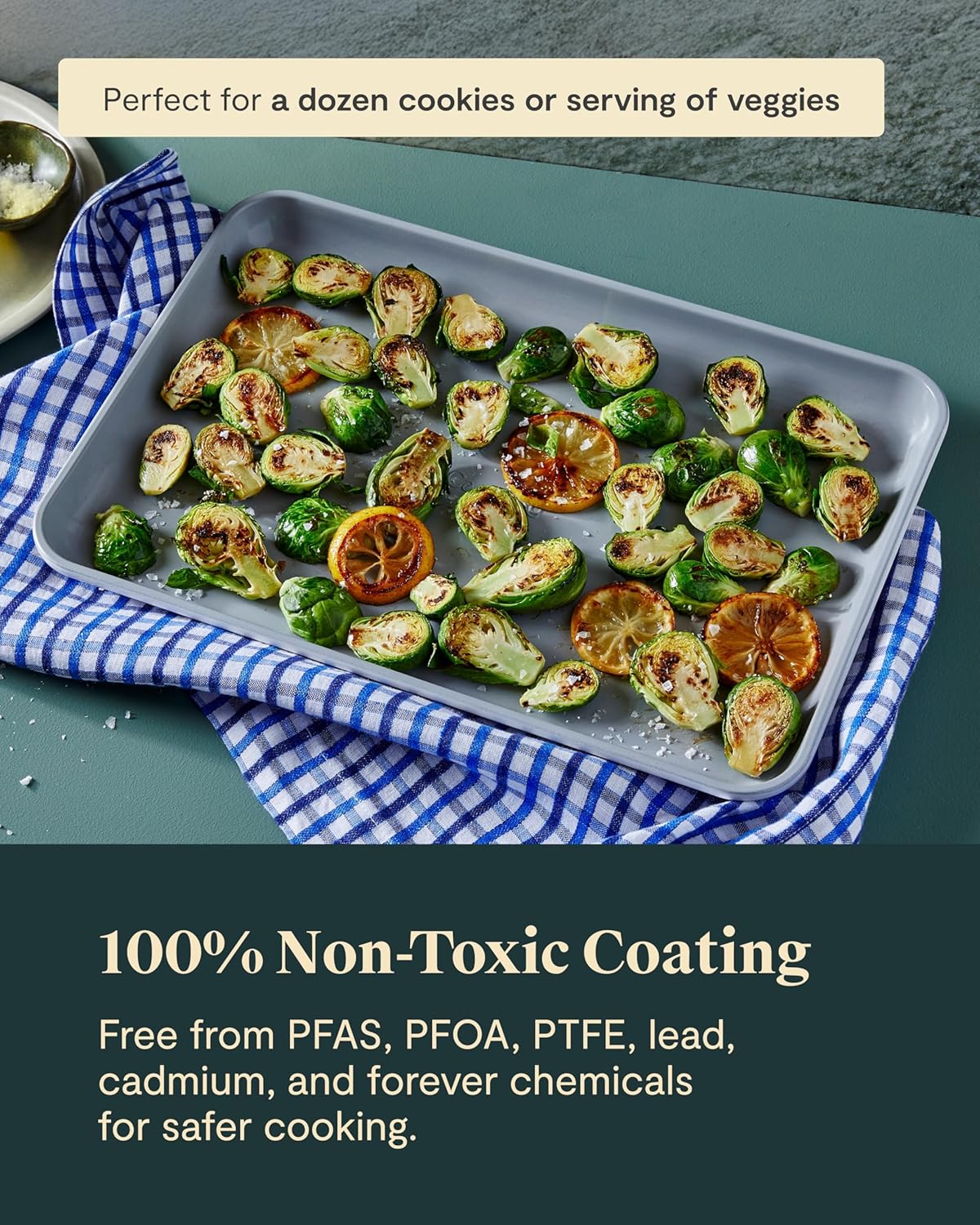 Caraway Non-Stick Ceramic Baking Sheet - Naturally Slick Ceramic Coating - Non-Toxic, PTFE & PFOA Free - Perfect for Baking, Roasting, and More - Medium (15" x 10") - Sage - Culinary Roots