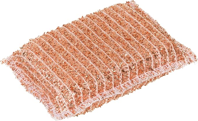 Redecker Copper Sponge, Set of 10, Includes 5 Large and 5 Medium Copper Fiber Sponges, Durable Non-Abrasive Scrubber, Cleans Stainless Steel Appliances, Pots and Pans, Auto Parts, Machine Washable