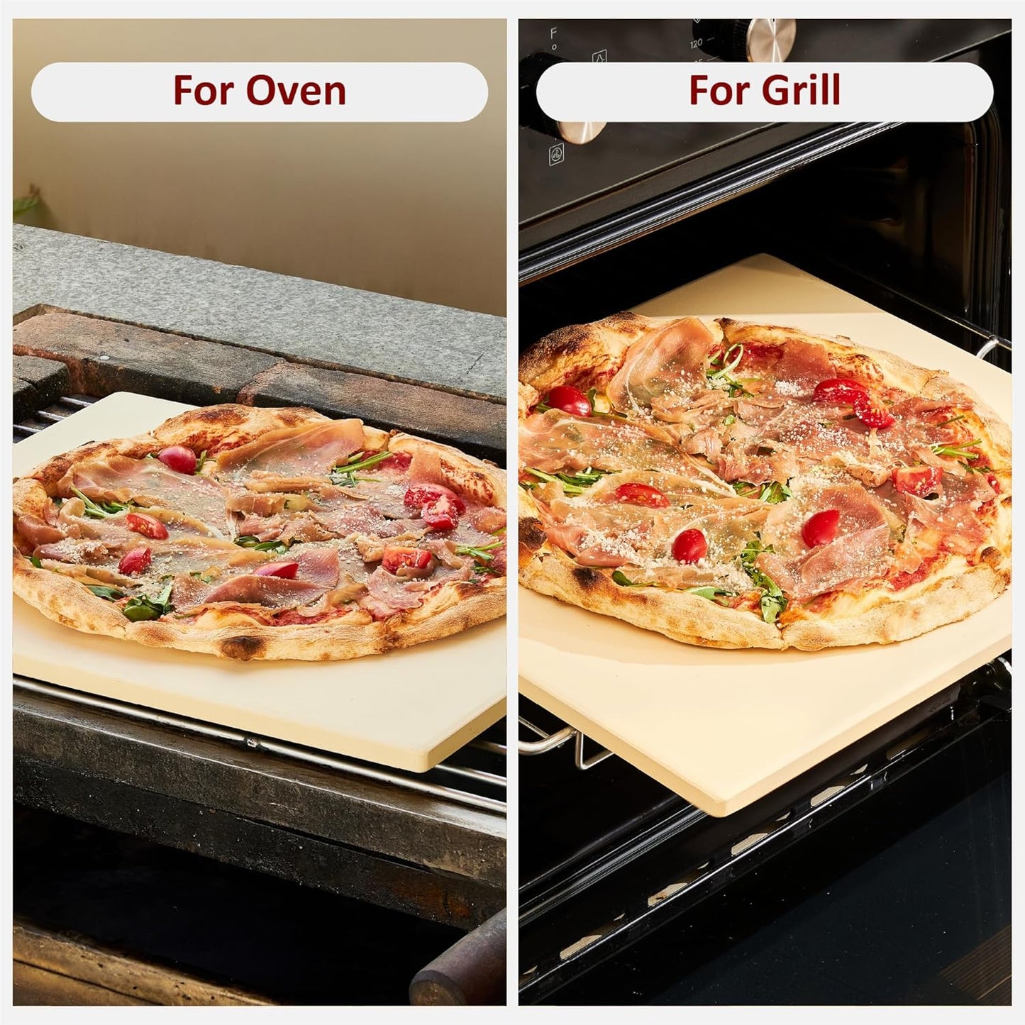 18 Inch Pizza Stone, 16x18 inch Stone for oven and grill - Durable Ceramic Pizza Stone, Heat Resistant up to 1,472°F, Perfect for Homemade Pizza, Bread and More - Culinary Roots