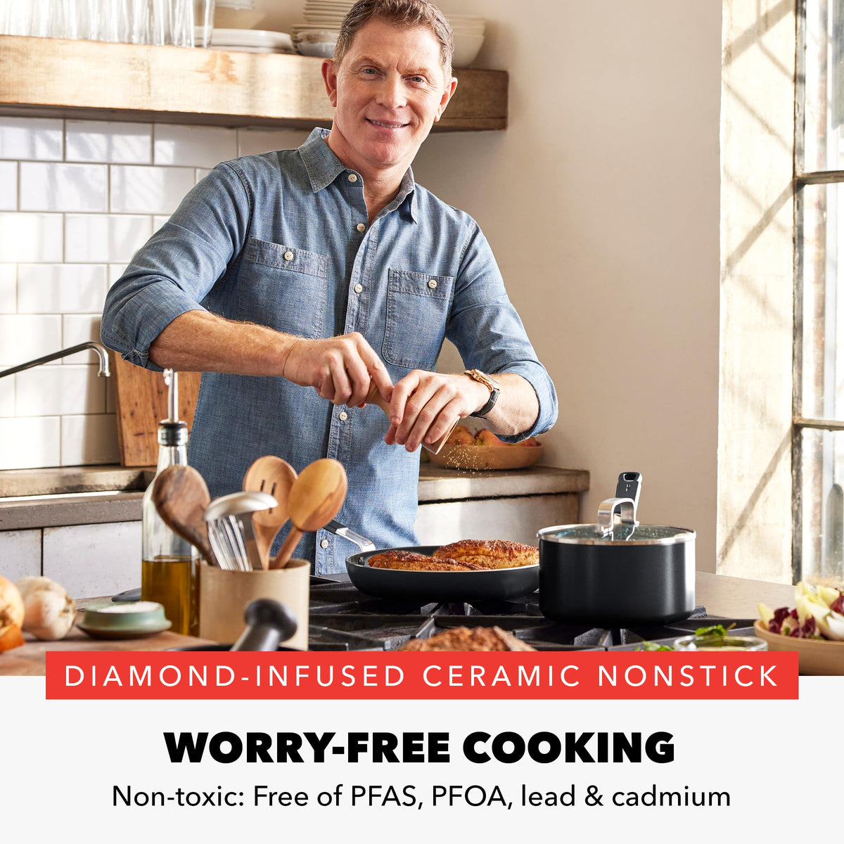 x Bobby Flay 8" Diamond Ceramic Nonstick Frying Pan