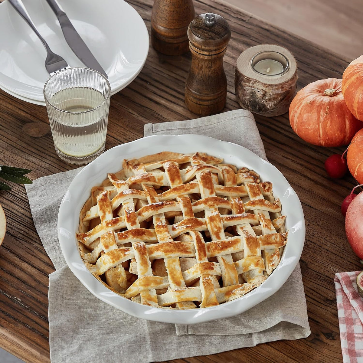Lareina Ceramic Pie Pans for Baking, 9 Inches Pie Plate for Apple Pie, 36 Ounce Round Baking Dish, Set of 2, Thanksgiving day Gifts for Women, White - Culinary Roots