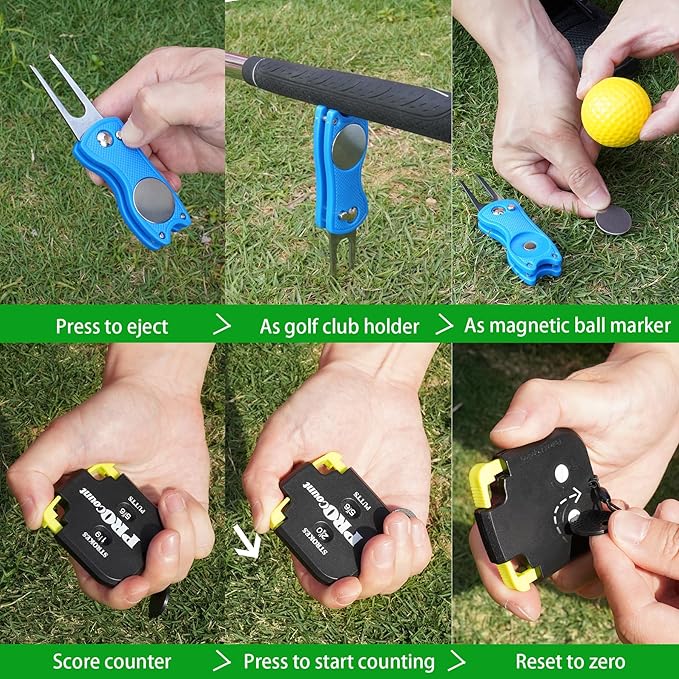 GAIARENA Golf Essential Accessories Kit with Luxury Carrying Case Bag, Golf Gift for Golfers, Golf Ball Liner Towel Cleaning Brush Divot Repair Tool Club Groove Sharpener