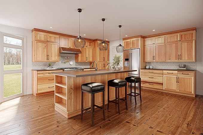 Quicklock RTA (Ready-to-Assemble) 42" Tall Wall Kitchen Cabinets - Shaker Style | 100% Hardwood | Made in America | Soft Close Hardware (Rustic Hickory, 12" D x 21" W x 42" H)
