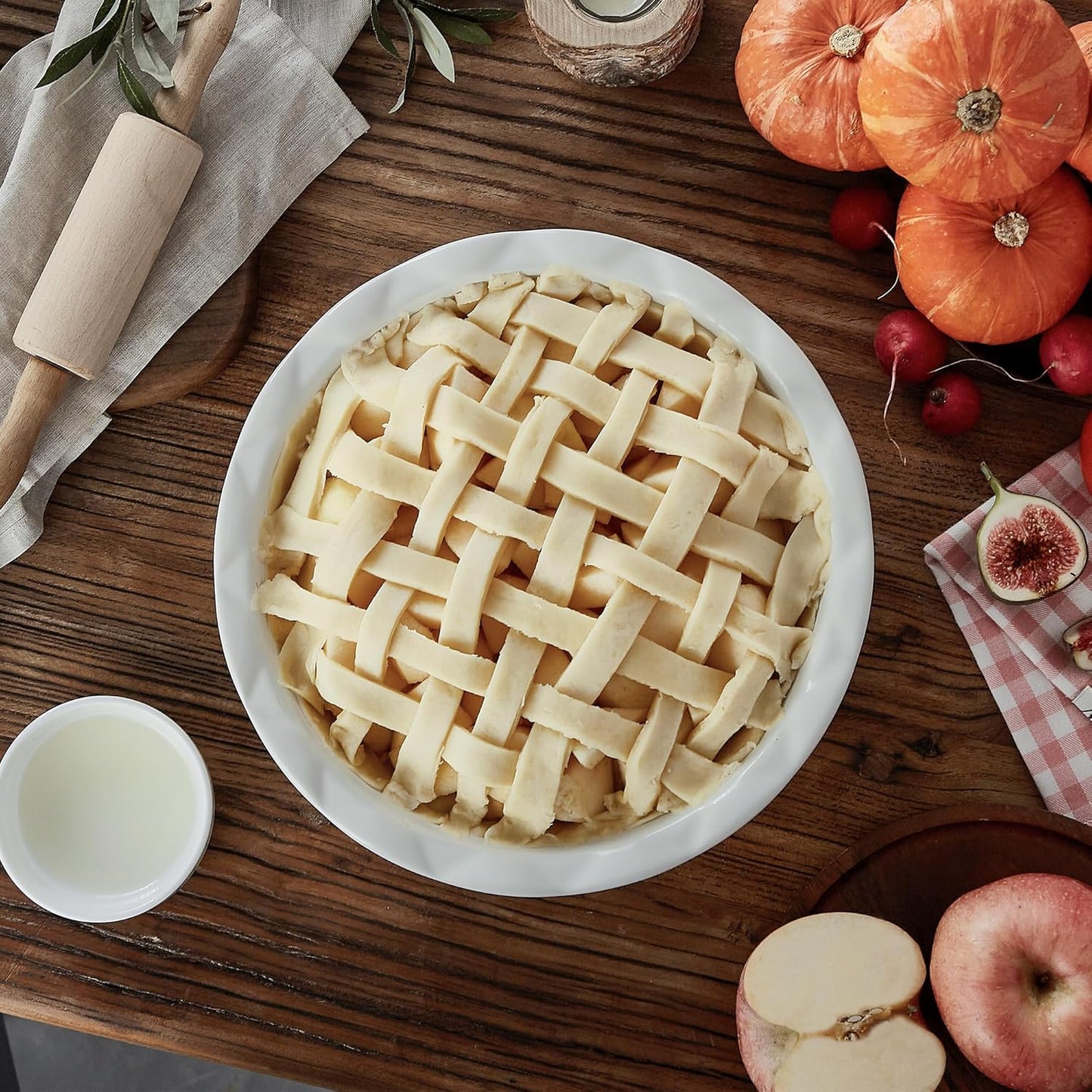 Lareina Ceramic Pie Pans for Baking, 9 Inches Pie Plate for Apple Pie, 36 Ounce Round Baking Dish, Set of 2, Thanksgiving day Gifts for Women, White - Culinary Roots
