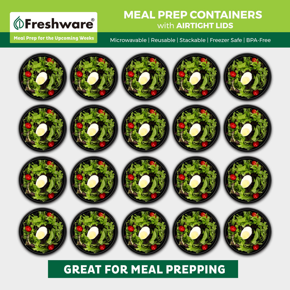 Meal Prep Bowl Containers [30 Pack] Plastic Bowls with Lids for Soup and Salad (30 Count)