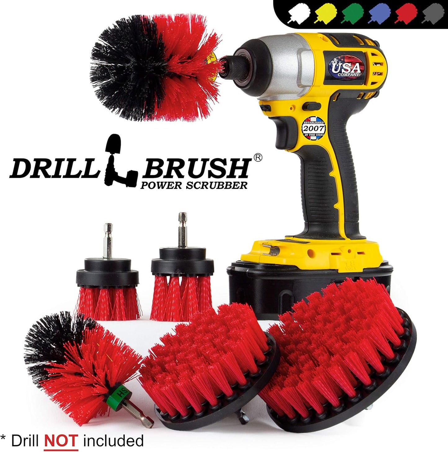 Drillbrush Headstone Cleaning Supplies - Outdoor Power Brush - Fountain Cleaner Tool - Deck Scrubbing Tool - Patio Cleaning Brush - Concrete Garage Floor Cleaner - Granite Scrubber Kit for Drill - Culinary Roots
