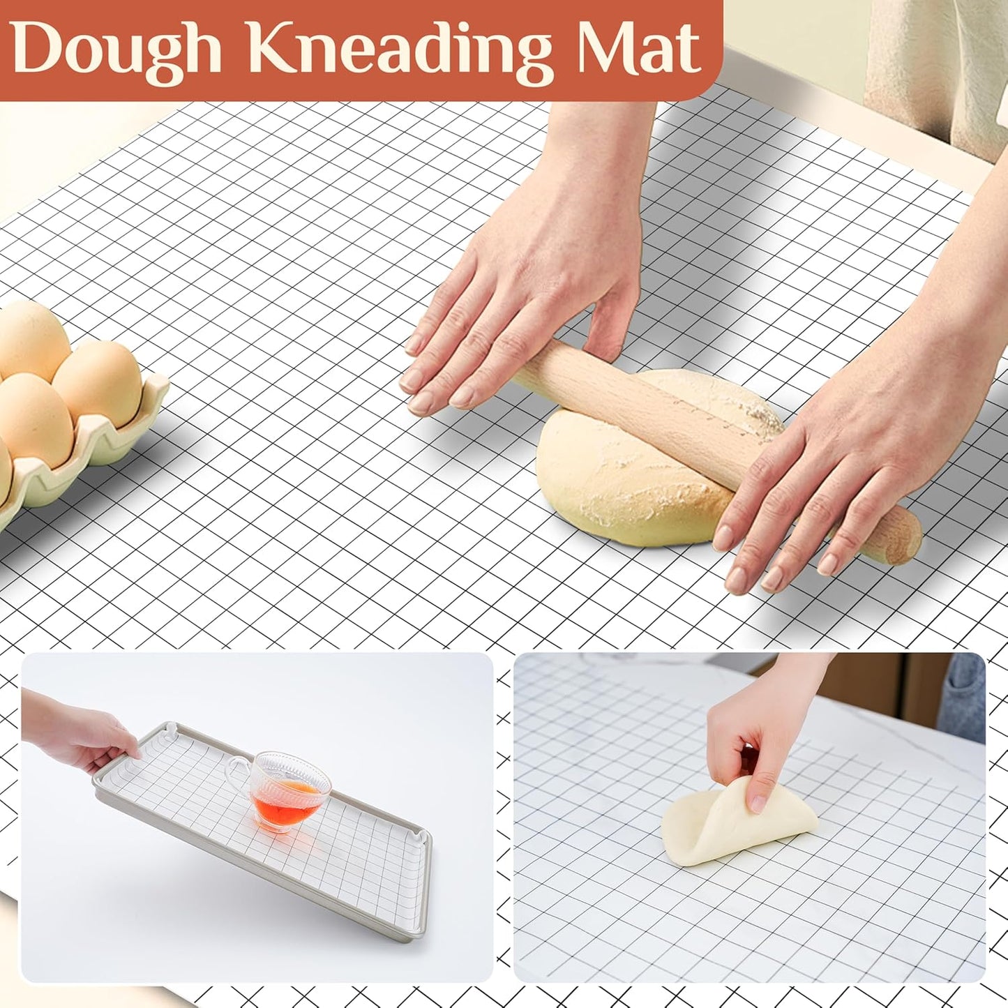 Silicone Baking Mat, 16 IN x 10 FT Free Cutting Baking Sheet,Non-Stick Reusable Dough & Pastry Mat,Non-Slip Silicone Mat Roll for Air Fryer Liner,Freeze Dryer,Oven Baking Pan,Kitchen Counter