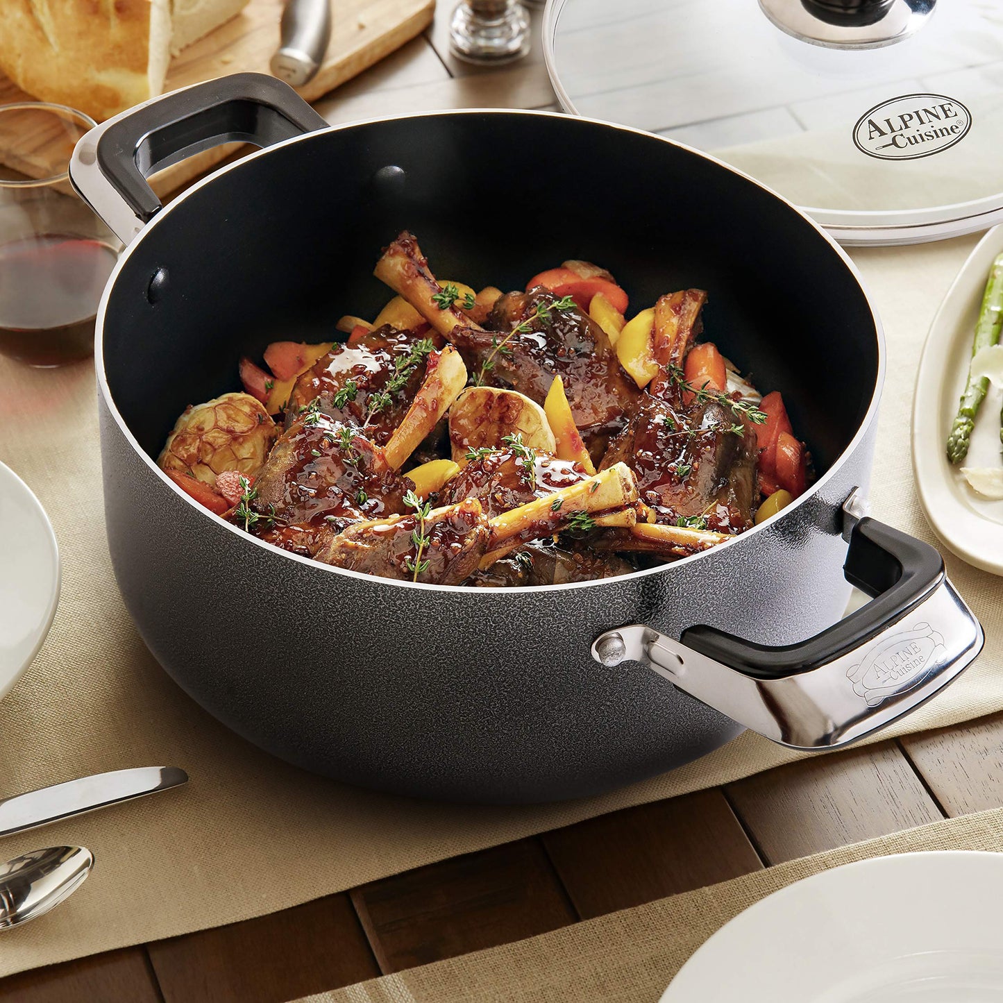 4 Quart Non stick Stock Pot with Tempered Glass Lid and Carrying Handles