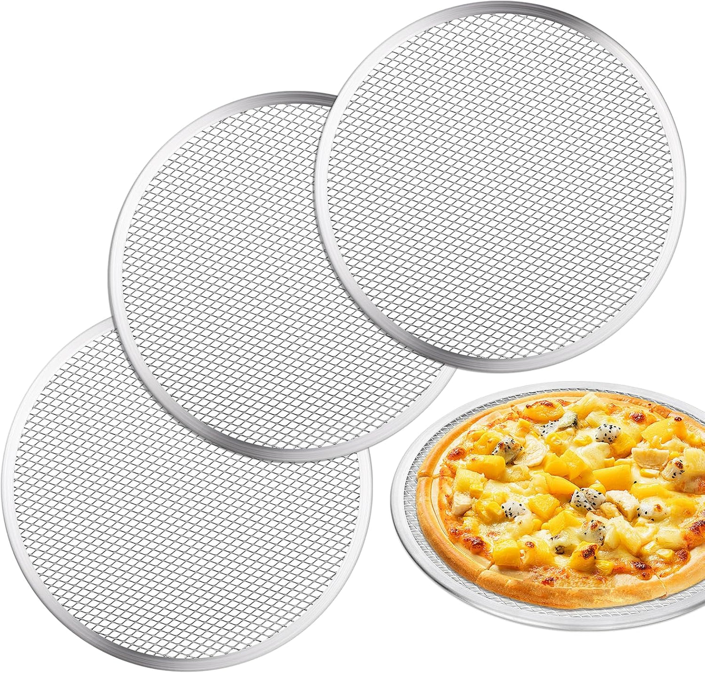 3 Pcs Pizza Screen, 10 Inch Pizza Pan for Oven, Nonstick Pizza Tray for Oven, Dishwasher Safe & Microwave Safe (10inch) - Culinary Roots
