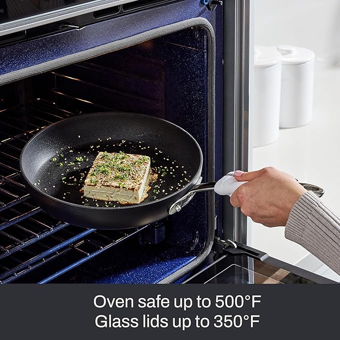 All-Clad HA1 Expert Hard Anodized Nonstick Square Grill Pan For Stovetop 11x11 Inch Oven-Safe Up to 500°F, Grilling, Professional Cookware, Dishwasher-Friendly, Oven-Safe Up to 500°F, Black