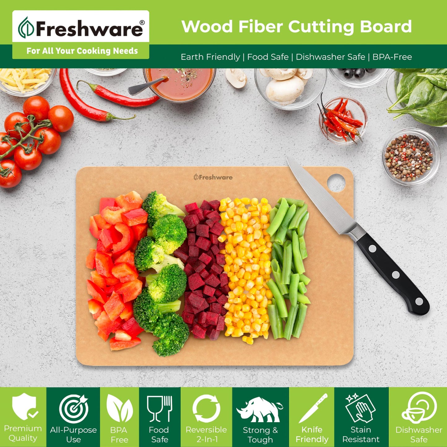 Wood Cutting Boards for Kitchen (2 Count)