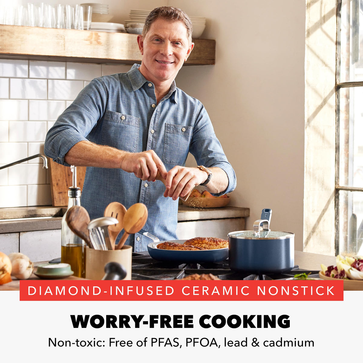 x Bobby Flay 8" Diamond Ceramic Nonstick Frying Pan