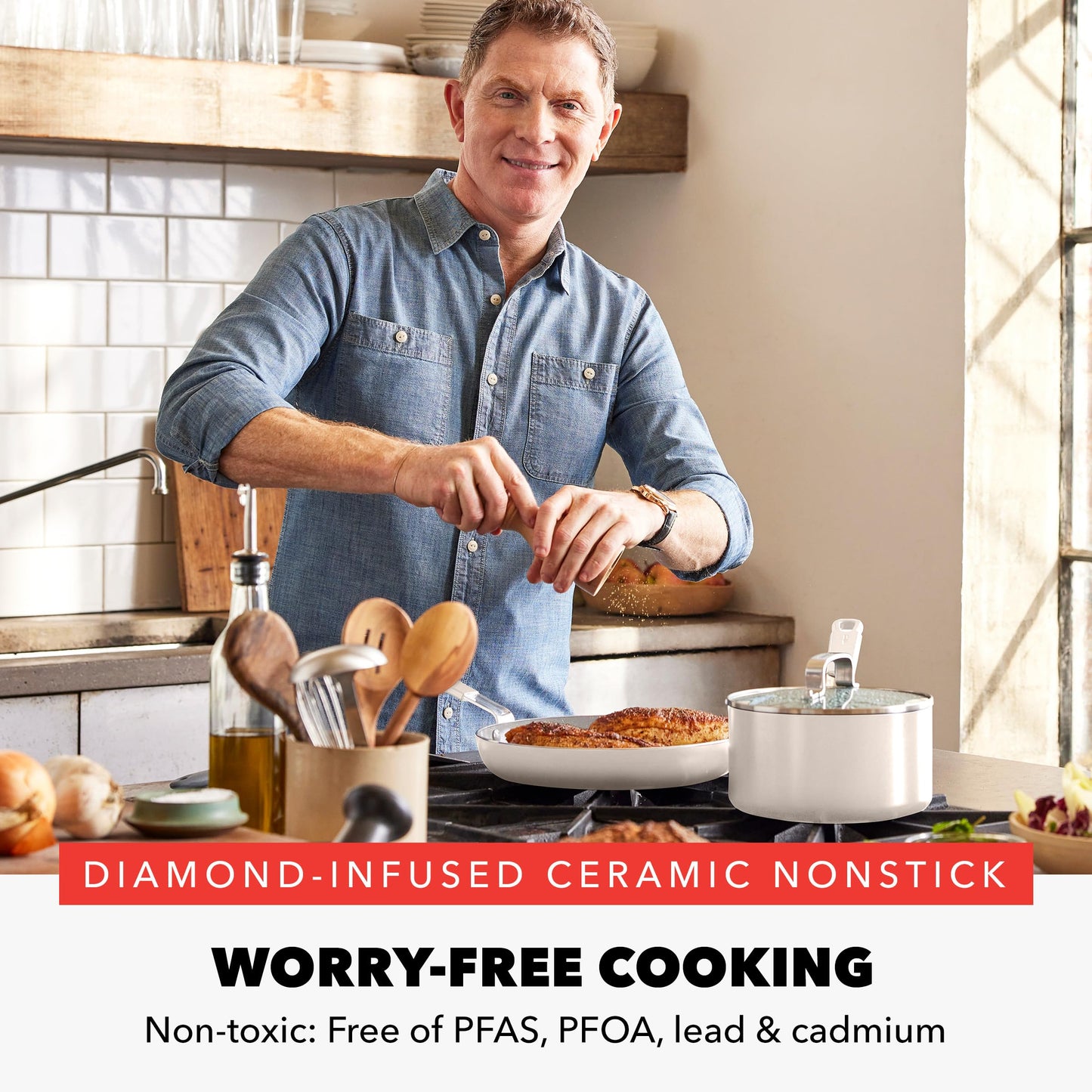 x Bobby Flay 13 Piece Ceramic Nonstick Cookware Set