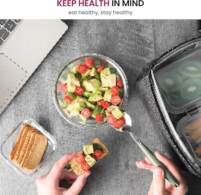 FineDine 24 Piece Glass Airtight Storage Containers with Lids - Leak Proof, Dishwasher Safe Glass Food Storage Containers for Meal Prep or Leftovers, White