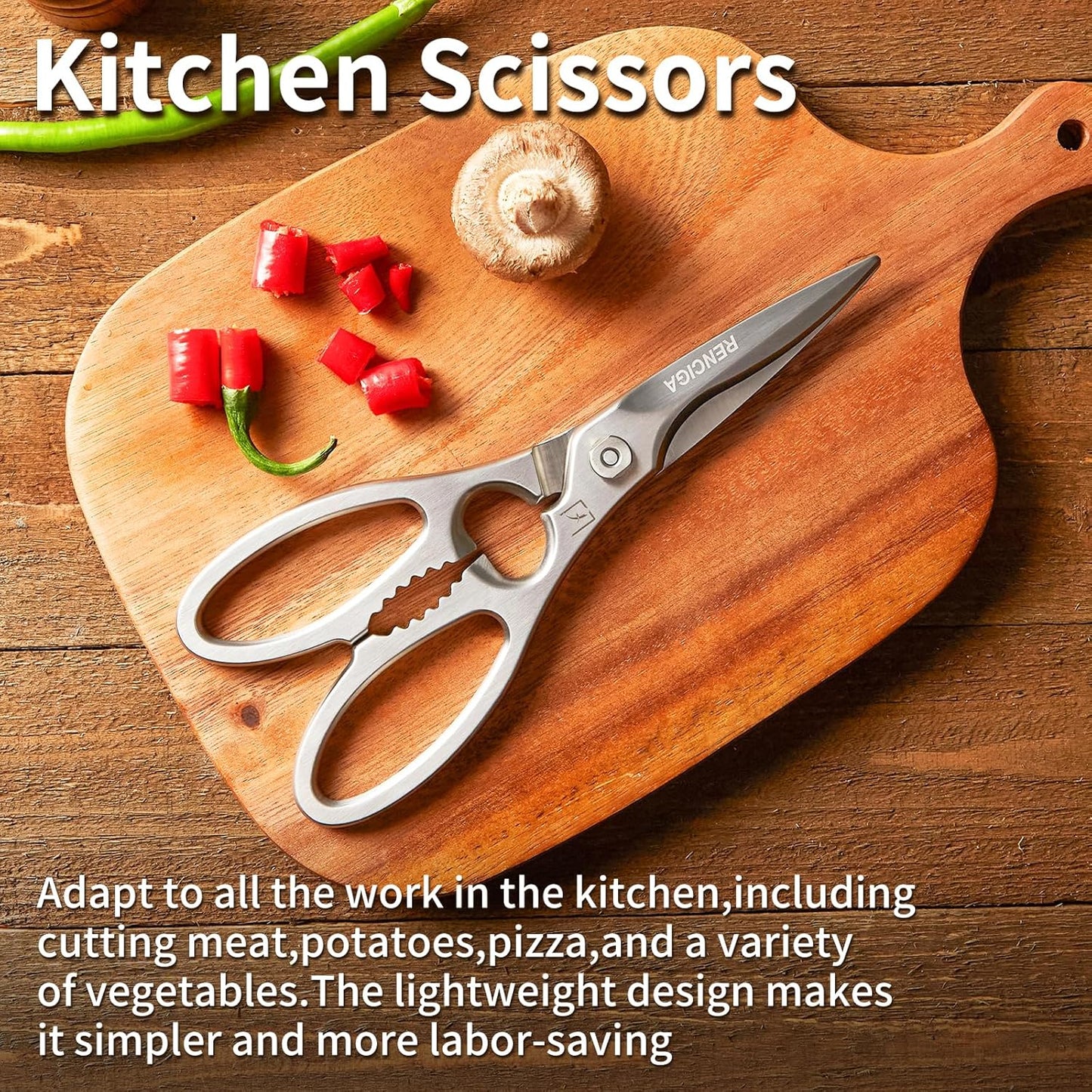 Kitchen Scissors Multi-Purpose Kitchen Shears Micro-serrated Sharp Blade Heavy Duty Stainless Steel Safe Food Scissors for Chicken, Poultry, Fish, Meat & Herbs with Non-Slip Grips - Culinary Roots