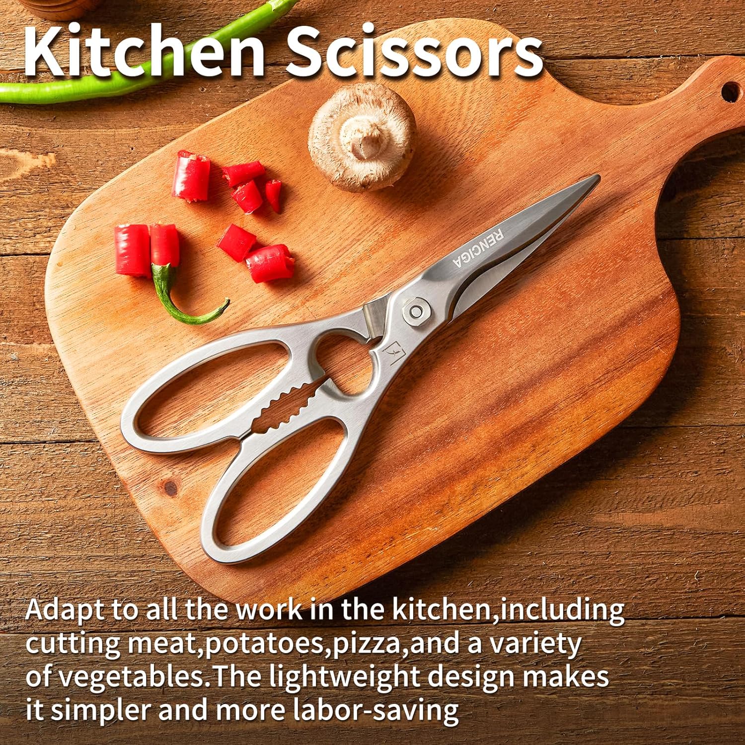 Kitchen Scissors Multi-Purpose Kitchen Shears Micro-serrated Sharp Blade Heavy Duty Stainless Steel Safe Food Scissors for Chicken, Poultry, Fish, Meat & Herbs with Non-Slip Grips - Culinary Roots
