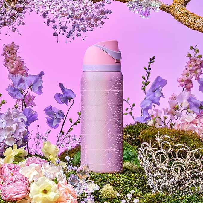 Owala Wicked FreeSip Insulated Stainless Steel Water Bottle with Straw for Sports and Travel, BPA-Free Sports Water Bottle, 32 oz, Glinda (Pink)