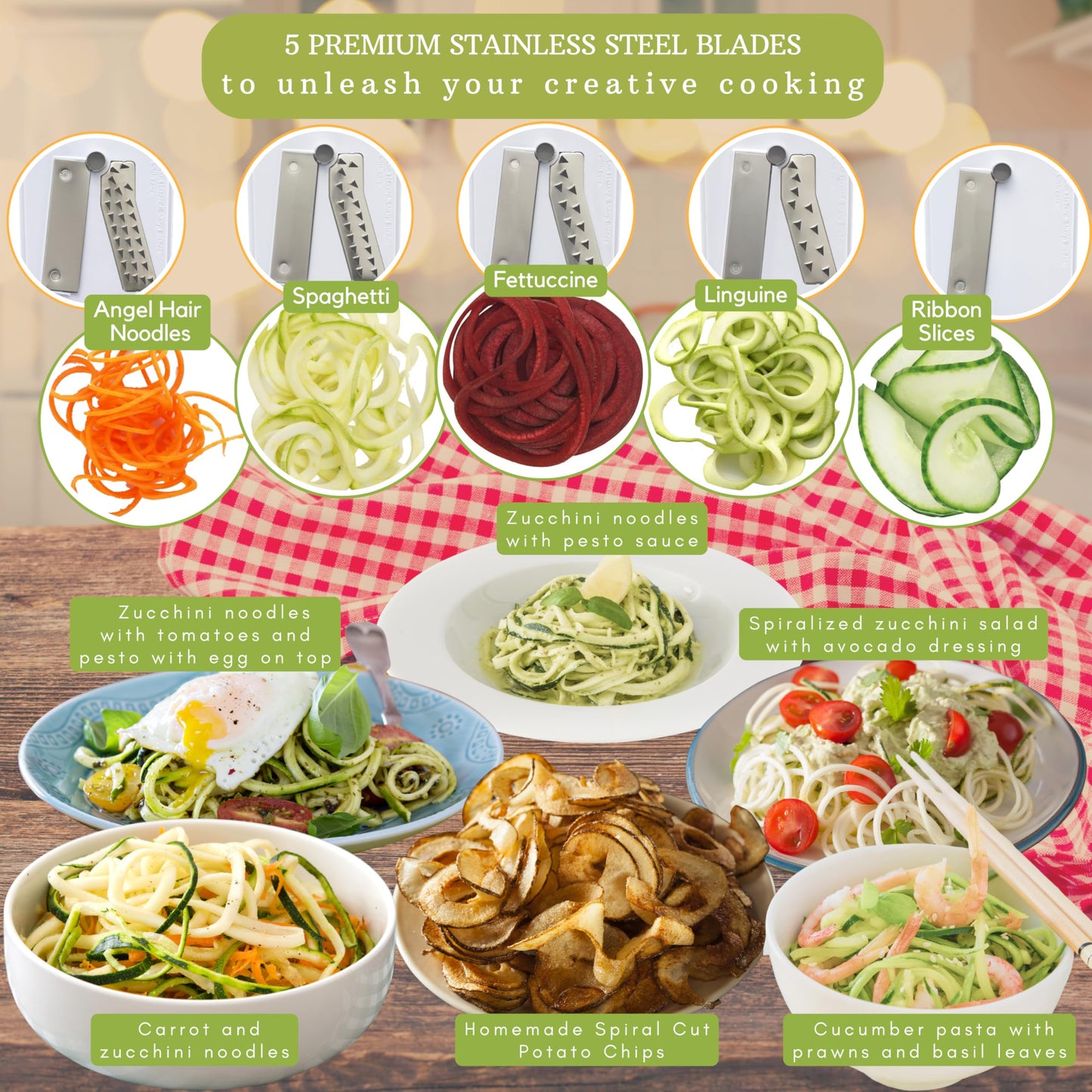 5 Blade Vegetable Spiralizer & Veggie Noodle Maker
