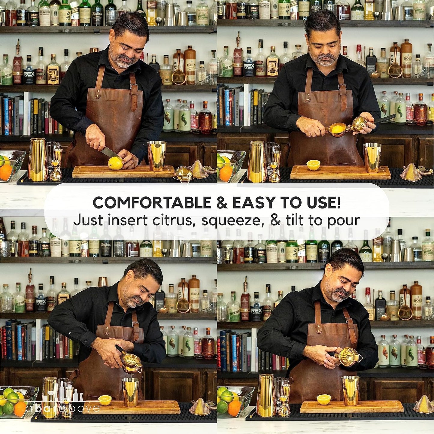 A Bar Above Gold Hand Juicer, Heavy Duty Stainless Steel Citrus Juicer for Cocktails, Fruit Juice Press for Lemons, Limes, and Oranges, Premium Manual Squeezer for Bartenders and Home Bar Use - Culinary Roots